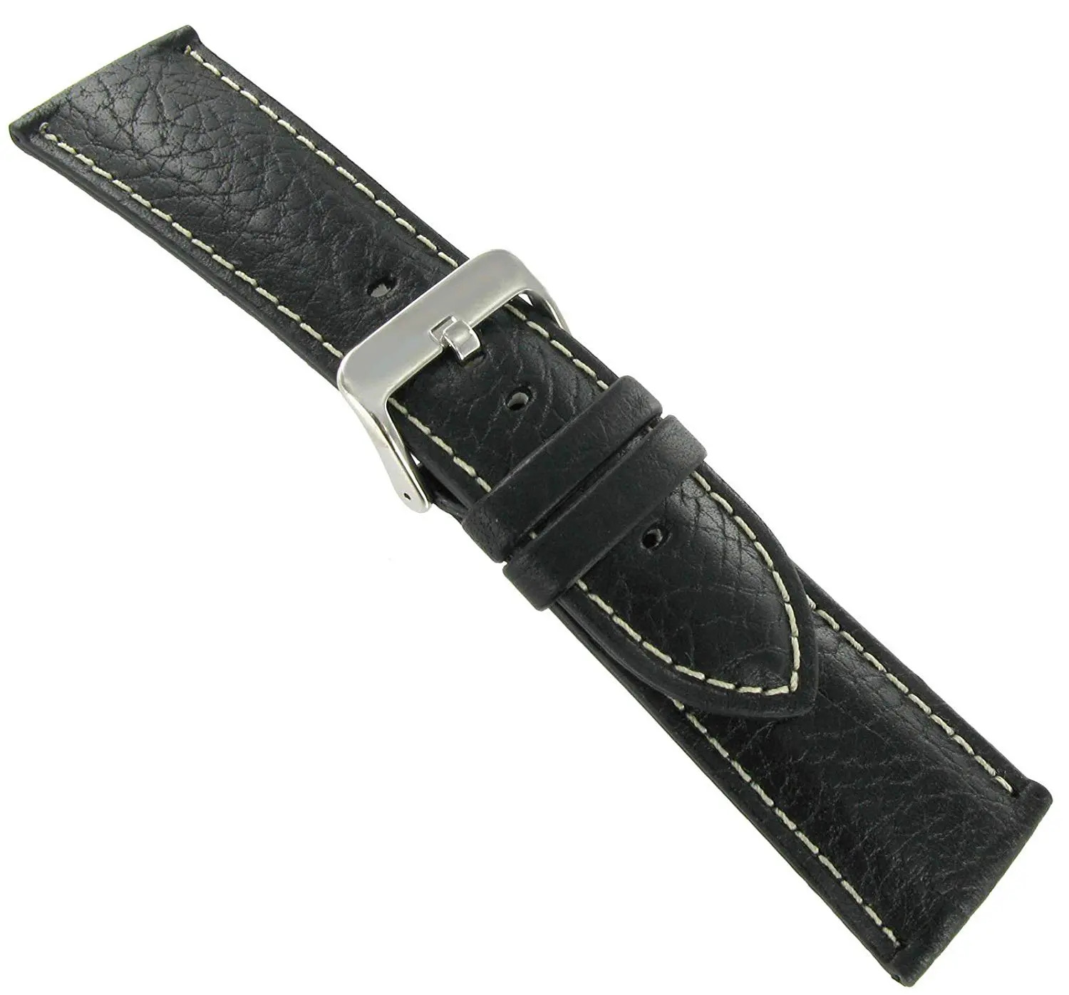 Hadley Roma 24mm Buffalo Chrono Black Leather Strap