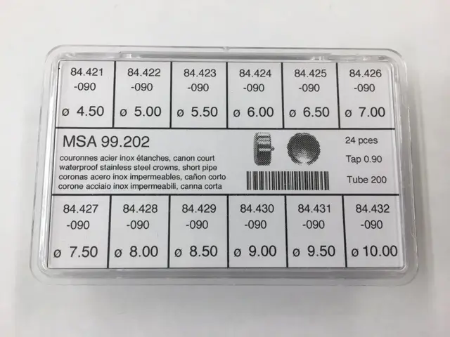 Waterproof Crown Assortment Stainless 4.50mm-10.00mm x 2.00 Tube x 0.90 Tap-0