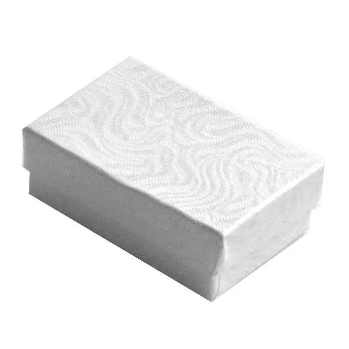 White Swirl Cotton Filled Jewelry Box - 2 1/2 X 1 1/2 X 7/8-0