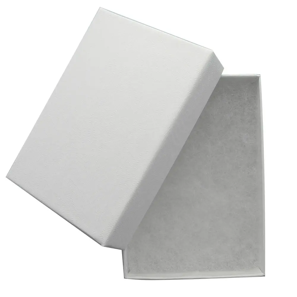 White Swirl Cotton Filled Jewelry Box - 3 1/16 X 2 1/8 X 1-0