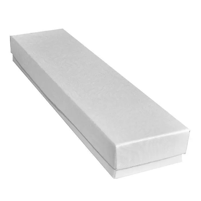 White Swirl Cotton Filled Jewelry Box - 8 x 2 x 7/8-0