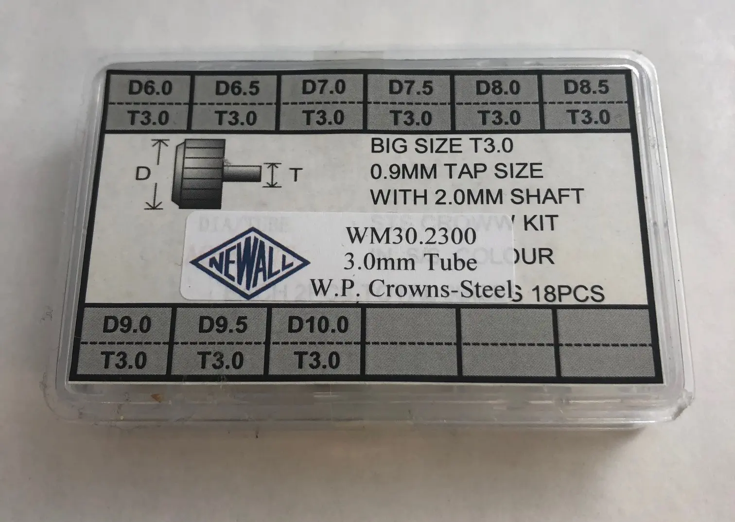Oversize Waterproof Crown Assortment w/3mm Tube & Long Posts- Stainless Product Thumbail (View full Size)