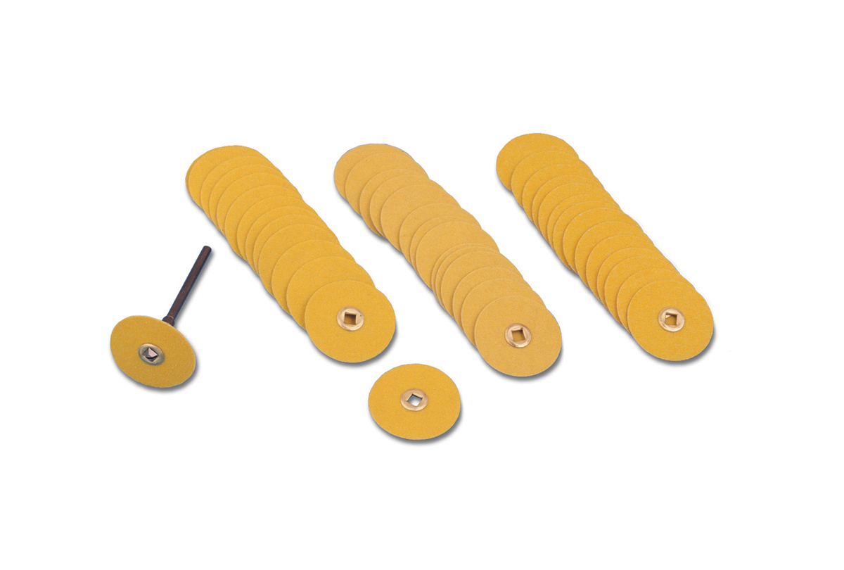 Yellow Sanding Discs 7/8 Diameter Fine Grit Aluminum Oxide Brass Center-0