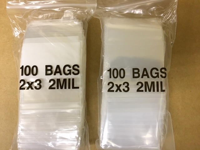 2x3 Plain Poly Zip Lock Bag 100 piece/bag