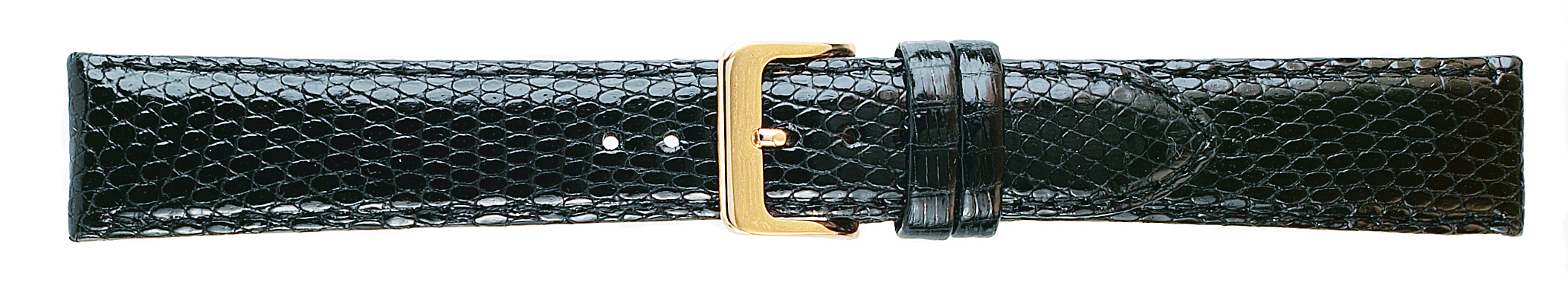 12MM Genuine Lizard Black Leather Strap -0