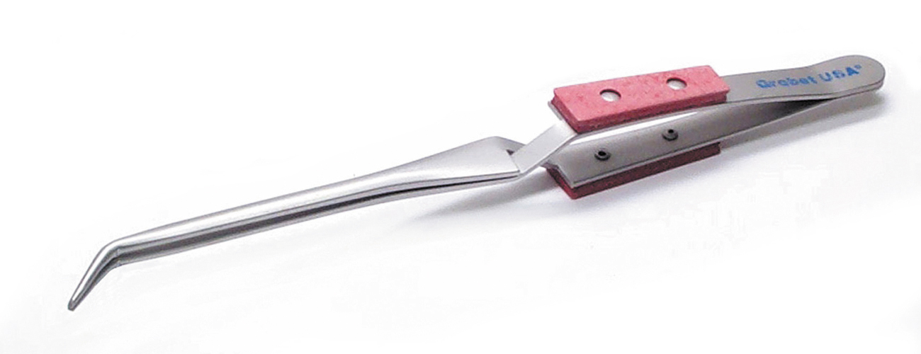 Cross-Locking Tweezer Grobet USA Brand 6 1/2 Medium Sharp Fiber Grips-0