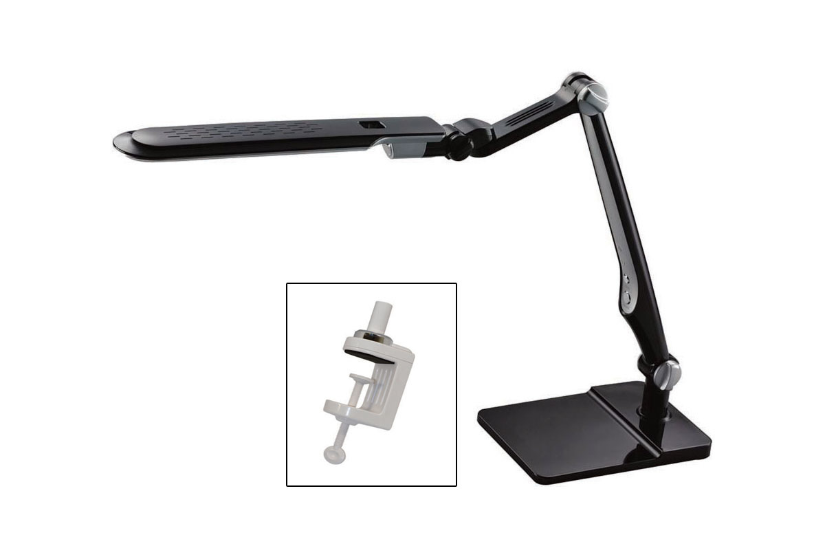 Black LED Lamp with Double-Reach Clamp-0