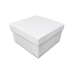White Swirl Cotton Filled Jewelry Box - 3 1/2 X 3 1/2 X 2-0