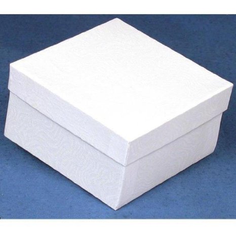 White Swirl Cotton Filled Jewelry Box - 3 1/2 X 3 1/2 X 1-0