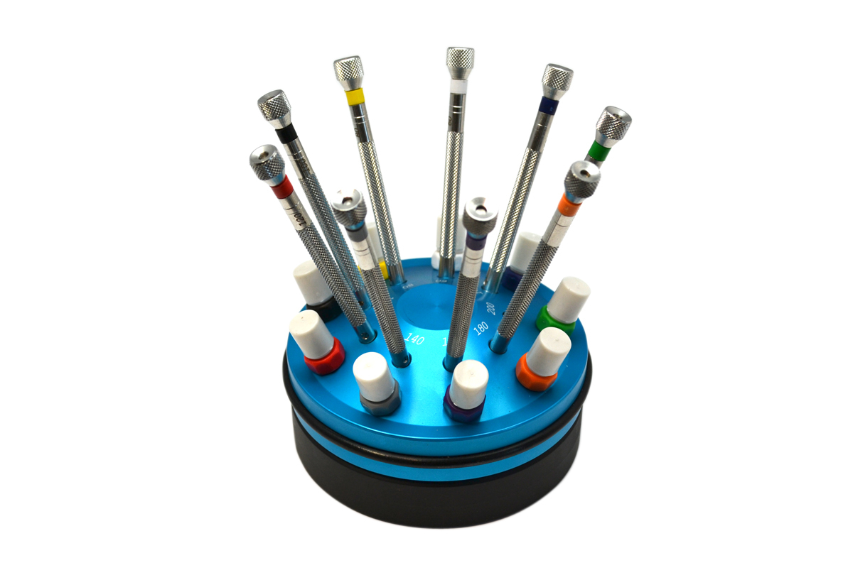 Pro 9-Piece Miniature Screwdriver Set in Rotating Stand