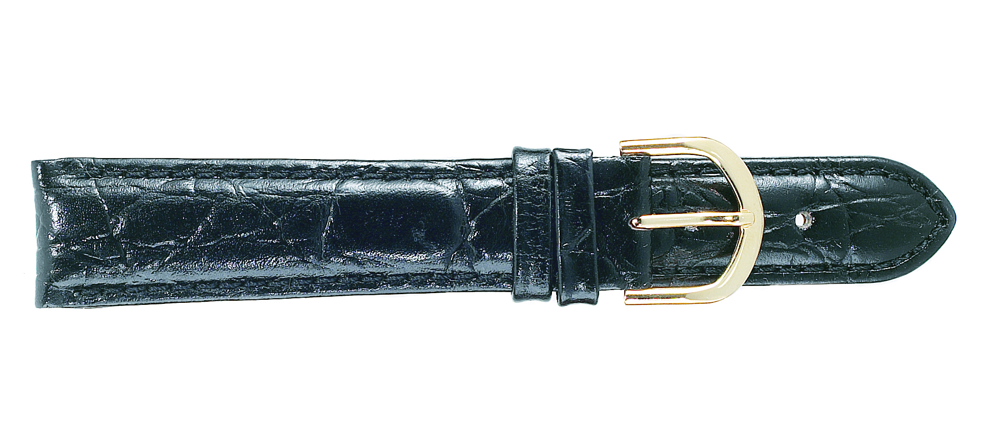 12mm Black Croco Grain Leather Band