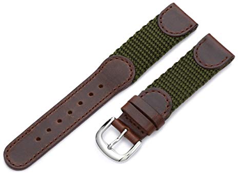20mm Hadley Roma Olive and Brown Leather Swiss Army® Style Watch Band