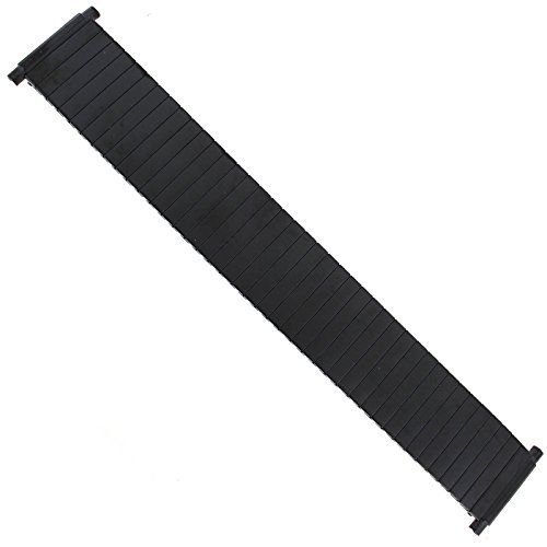 Hadley Roma Flat Satin Black PVD Stainless Mens Expansion Watch Band 20-24mm-0
