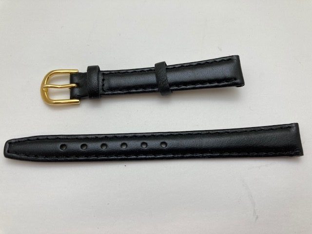 12mm Black Padded Stitched Calf Genuine Leather Watch Strap Bulk – Closeout!! Product Thumbail (View full Size)