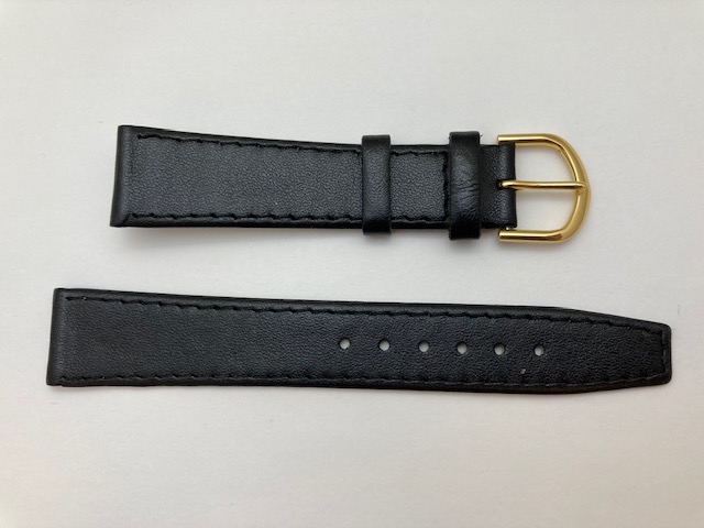 14mm Black Flat Calf Genuine Leather Watch Strap- Closeout!! Product Thumbail (View full Size)
