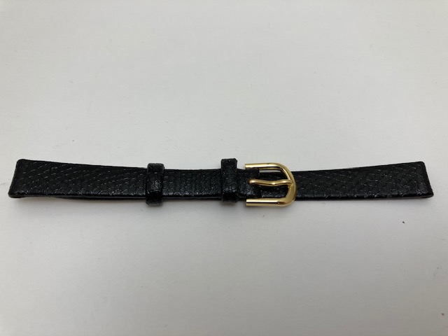 10mm Black Lizard Grain Flat Calf Leather Watch Strap -Closeout!! Product Thumbail (View full Size)