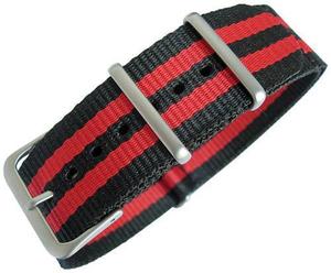 Hadley Roma 22mm Nato Style Watch Strap Red/Black Product Thumbail (View full Size)