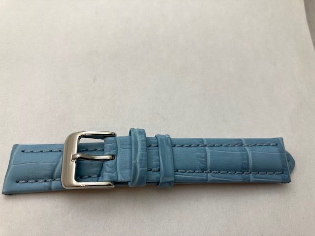 22mm Baby Blue Alligator Grain Leather Watch Strap – Closeout!! Product Thumbail (View full Size)