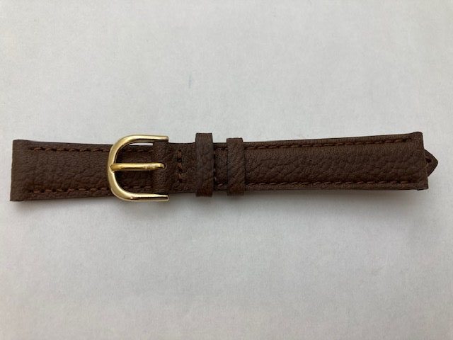14mm Brown Textured Stitched Leather Watch Strap – Closeout!! Product Thumbail (View full Size)