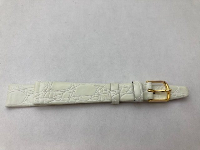 13mm White Croco Grain Flat Leather Strap – Closeout!! Product Thumbail (View full Size)