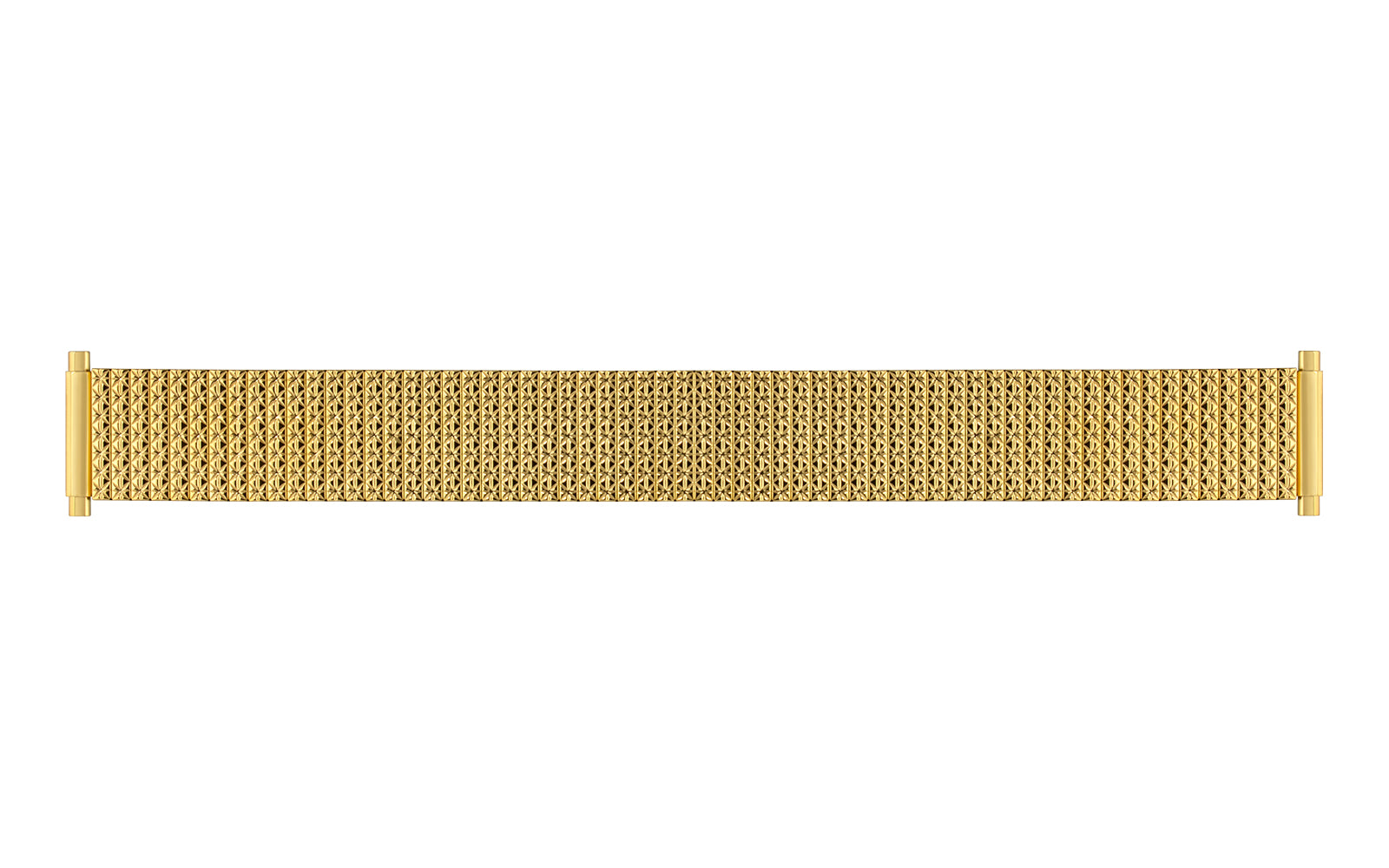 Yellow Plated Straight Mesh Men Expansion Watch Band 16-22mm ends Product Thumbail (View full Size)