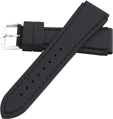 22mm Black Silicone Dive Watch Strap Stitched Product Thumbail (View full Size)