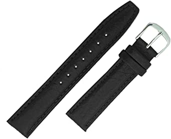 17mm Black Calf Shrunken Grain Leather Watch Strap -Closeout!! Product Thumbail (View full Size)