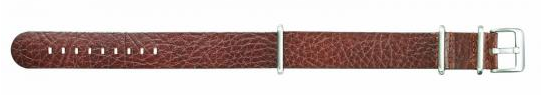 22mm Dark Brown Buffalo Grain Leather Nato Style Strap w/Stainless Buckle Product Thumbail (View full Size)