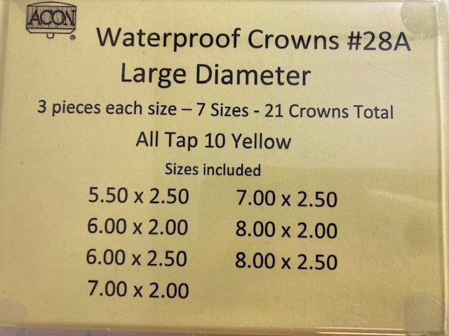 Waterproof Yellow Crown Assortment Large Diameter #28A 21 pcs Product Thumbail (View full Size)