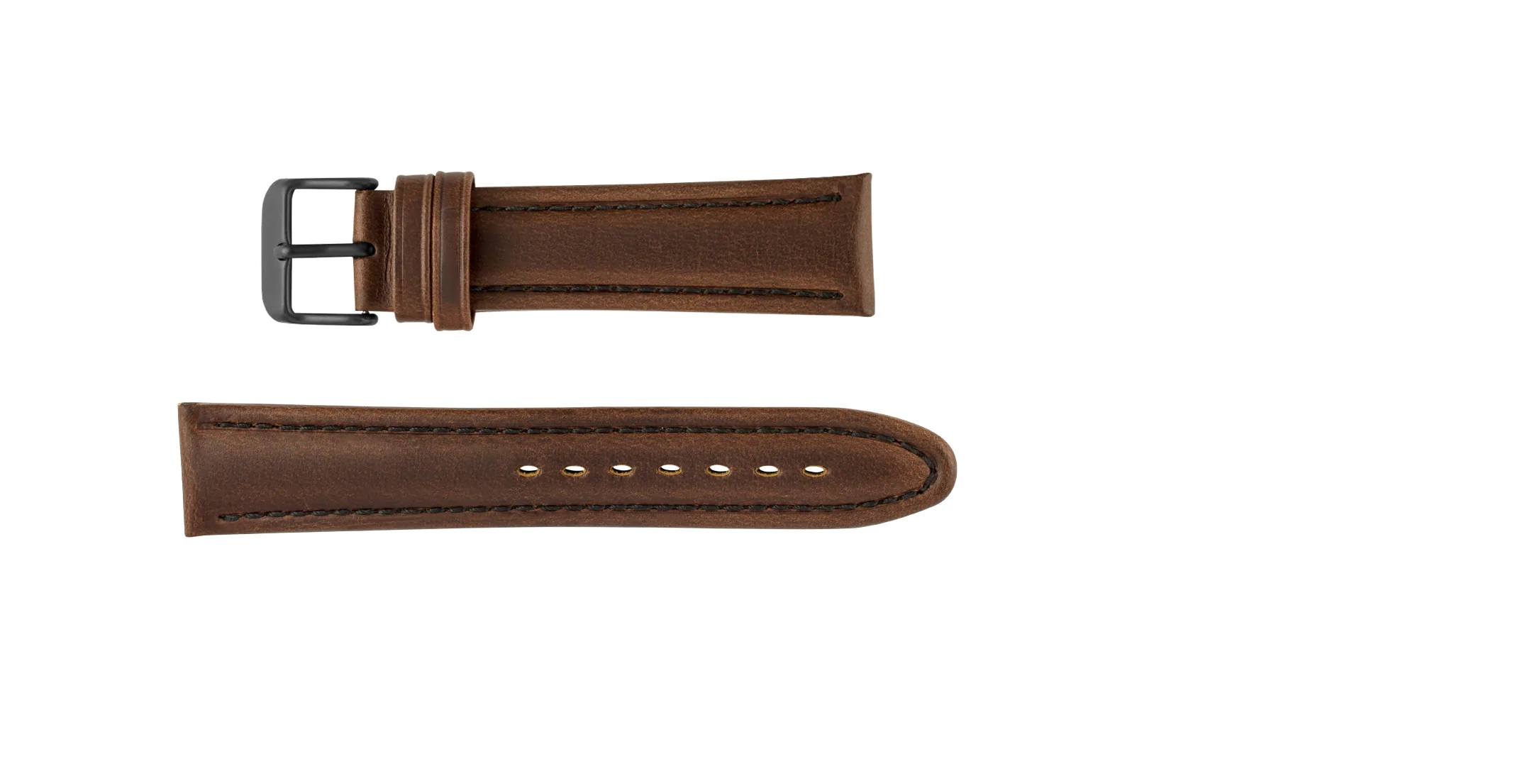 18mm Dark Brown Stitched Leather Watch Band with Black Buckle -Closeout!! Product Thumbail (View full Size)