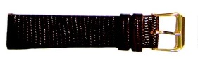 20mm Brown Lizard Grain Flat Leather Watch Strap -Closeout!! Product Thumbail (View full Size)