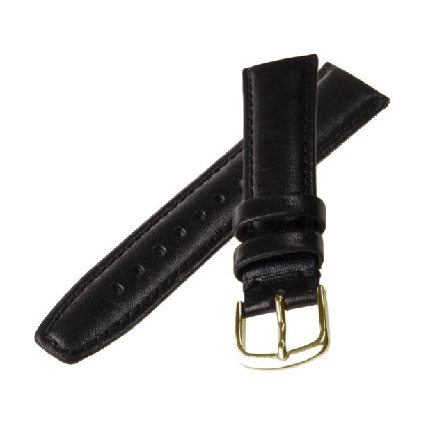 18mm Black Long Hypo-Allergenic and Water Resistant Leather Watch Strap – Closeout!! Product Thumbail (View full Size)