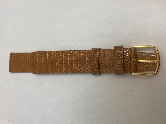 16mm Tan Genuine Lizard Flat Leather Watch Strap – Closeout!! Product Thumbail (View full Size)