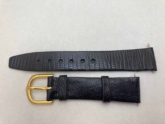 16mm Black Genuine Lizard Leather Watch Strap – Closeout!! Product Thumbail (View full Size)