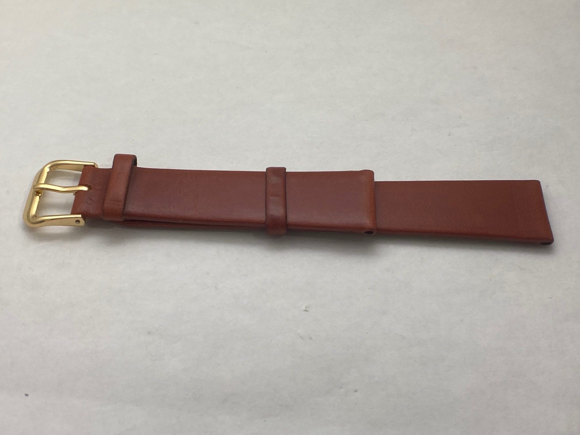 19mm Flat Chestnut Brown Flat Leather Watch Strap -Closeout!! Product Thumbail (View full Size)