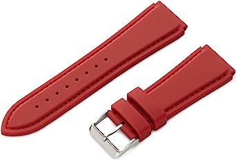 22mm Hadley Roma Red Silicone Watch Strap Product Thumbail (View full Size)
